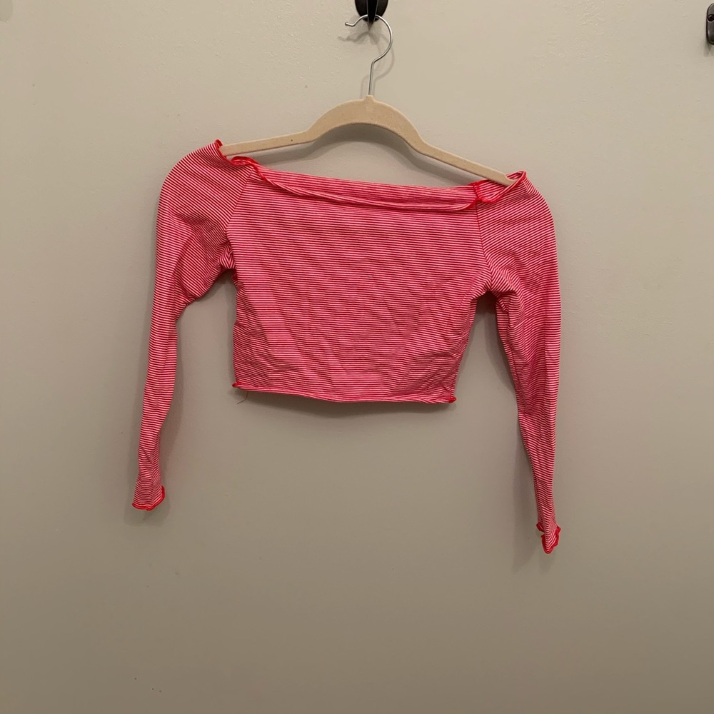 Red and White Striped Off-the-Shoulder top